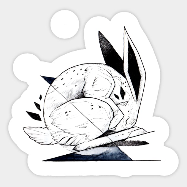 Rabbit Inktober Sticker by RubisFirenos